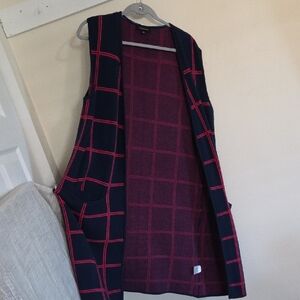 Women's Checkered Cardigan Vest